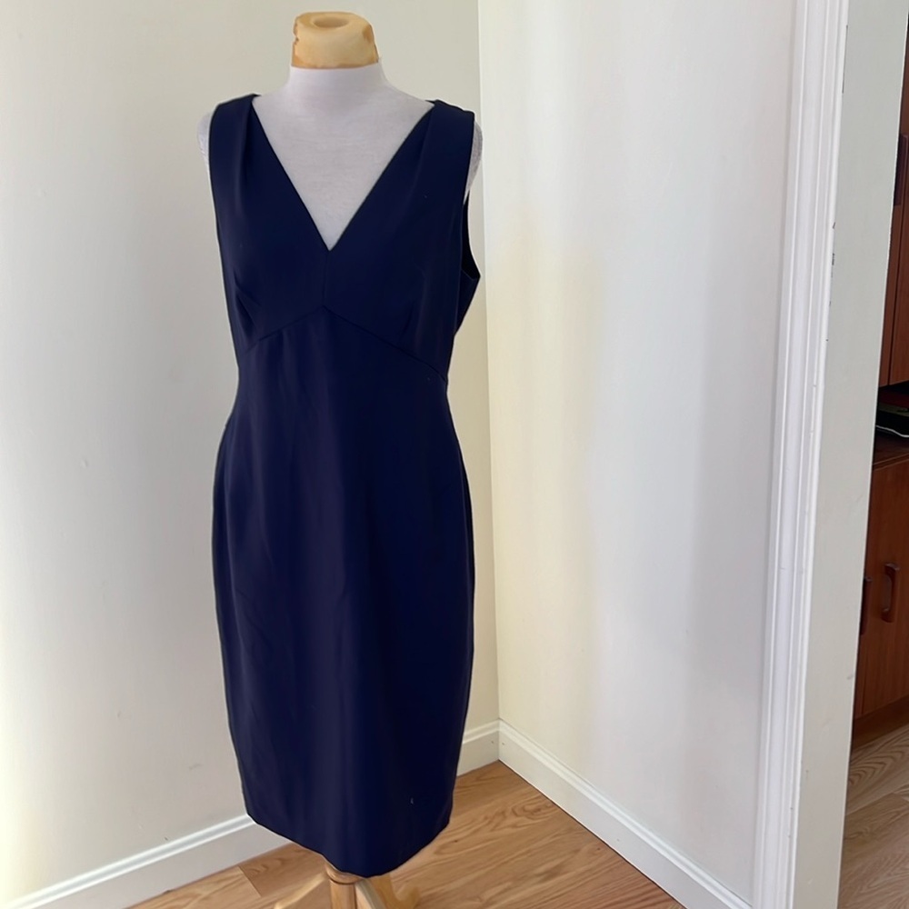 L.K.Bennett SZ 10 navy wool blend work dress.
